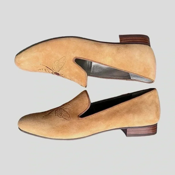 AARAY | NWOT | QUEEN BEE EMBROIDERED YELLOW SUEDE LOAFERS | SIZE: 7.5 M - Picture 6 of 10